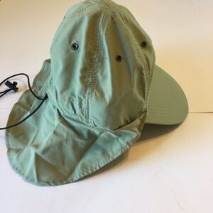 OC shade hat cap with neck flap green adjustable sun protection unisex one size
